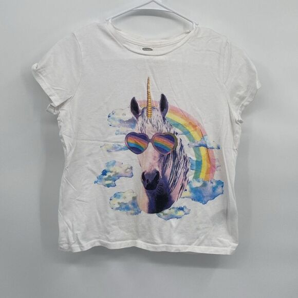 Girls Old Navy Disney T-shirt lot of 2 Minnie Unicorn Sunglasses XL 14/16 - Picture 2 of 10